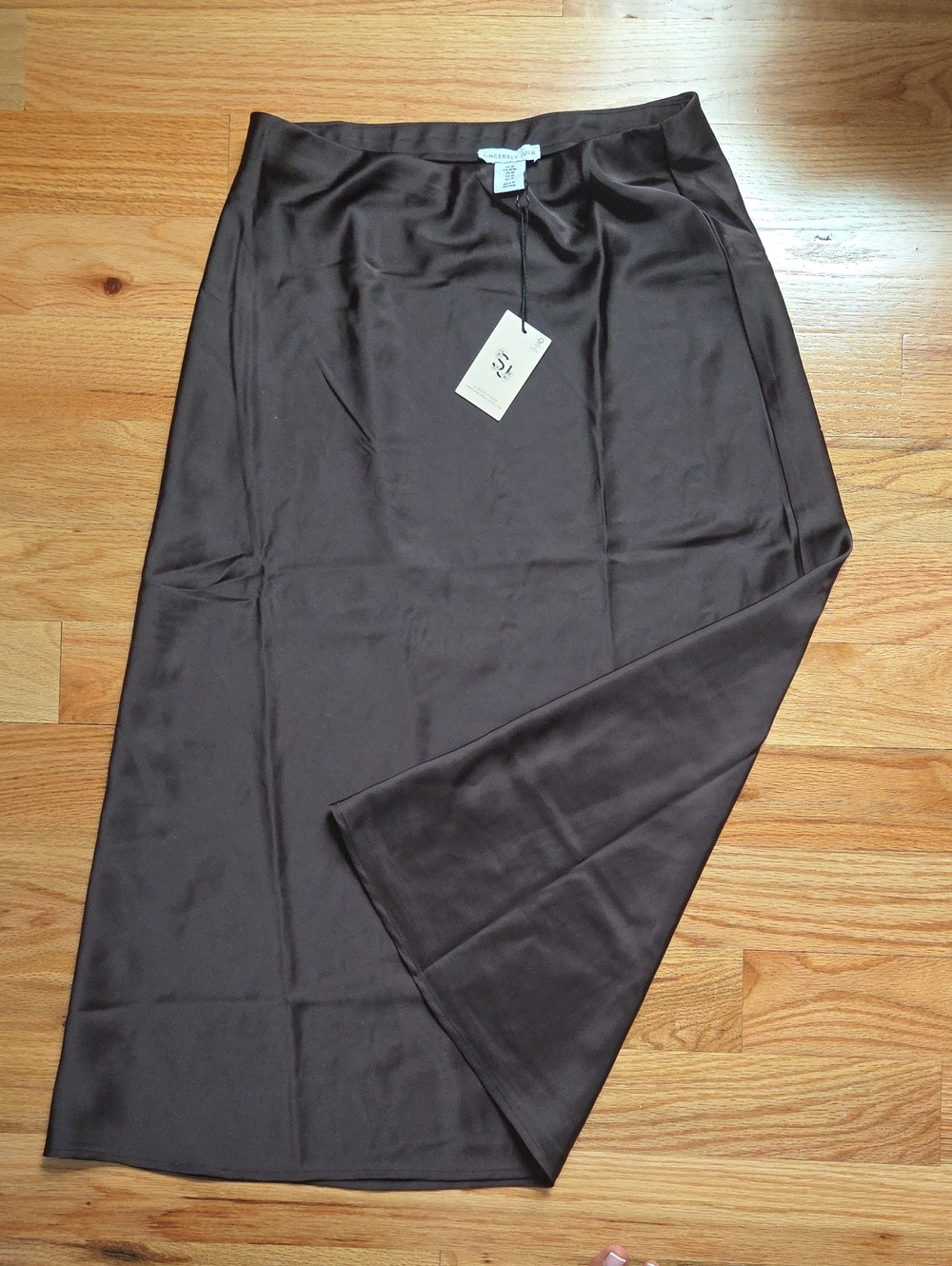Sincerely Jules Brown Satin Midi Skirt
